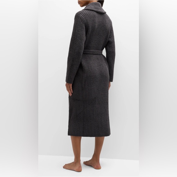 Barefoot Dreams Unisex Eco CozyChic Ribbed Robe, Carbon/Black, Size 3, Large - Picture 4 of 7